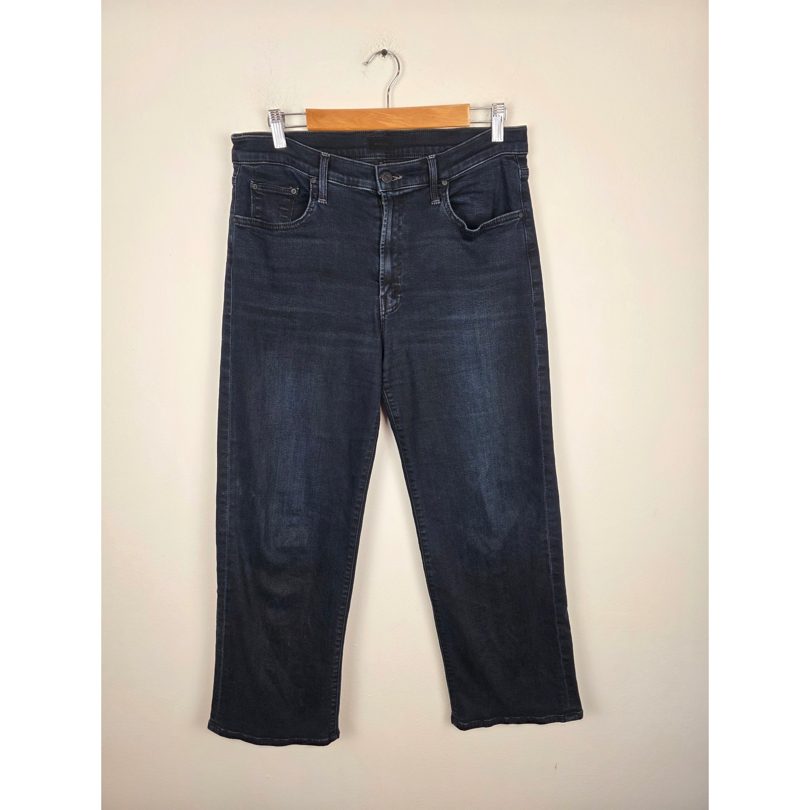 Mother The Mid Rise Rambler Zip Ankle Jeans Night In Venice Dark Wash 32